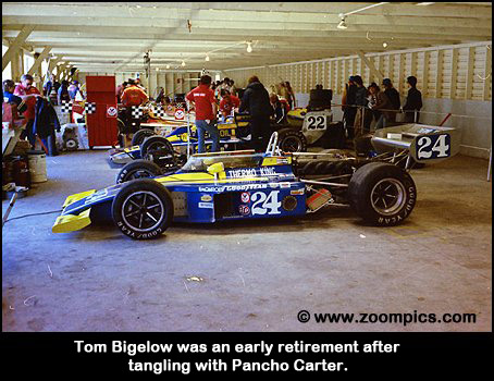Tom Bigelow's Eagle/Offy in the garage at Mosport.