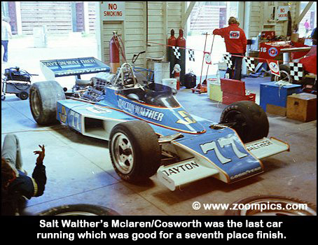 Salt Walther's McLaren/Cosworth was the last car running which was good for a seventh place finish.